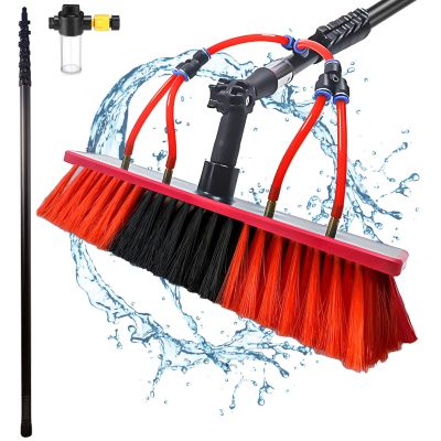 10m Carbon Fibre Telescopic Pole Window & Solar Panel Cleaning Kit: With 35cm Water-Fed Brush, Soap Dispenser, 20m Hose, Ideal for Cleaning Roofs, Cars
