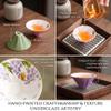 Hand-Painted Hidden Cat Tea Cup 50ml Gift Box Set, Floral Porcelain Teacup, Underglaze Shallow Bowl Shape for Green & Oolong Tea, Gift for Tea Lovers and Cat Lovers(Pink) view 3