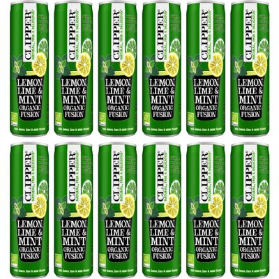 Clipper Organic Lemon Lime & Mint Infusion Drink 250ml Cans (Pack of 12) | No Added Sugar | Refreshing Caffeine-Free Fruit Drink | from SuperfoodUK