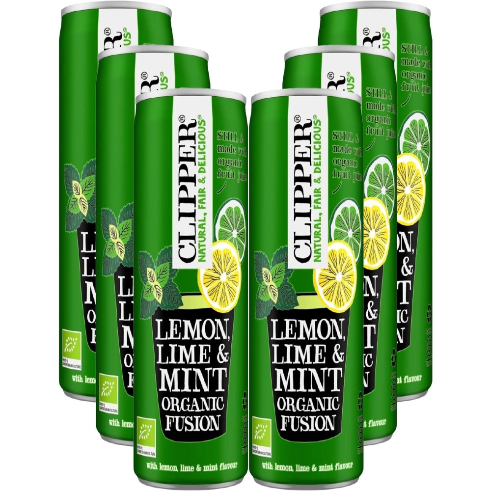 Clipper Organic Lemon Lime & Mint Infusion Drink 250ml Cans (Pack of 6) | No Added Sugar | Refreshing Caffeine-Free Fruit Drink | from SuperfoodUK