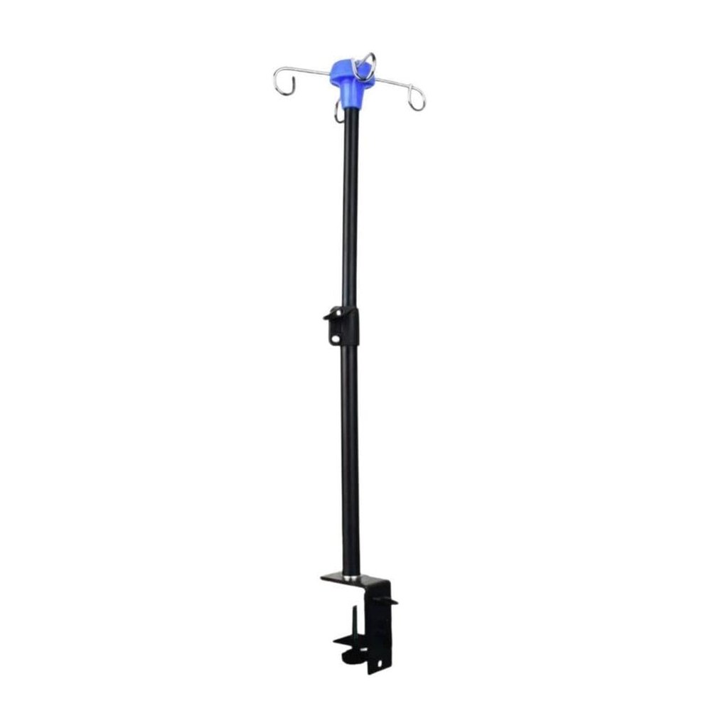 Fenteer Table IV Pole Telescopic Travel Portable Bedside Bed Household Convenient Nursing with 4 Hooks Sturdy IV Stand Extension Pole