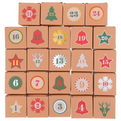 SECFOU 1set Refillable Christmas Advent Calendar Box with Empty Candy Container for DIY Holiday Countdown Gift Organizer Festive Decor for Family and Office Fun