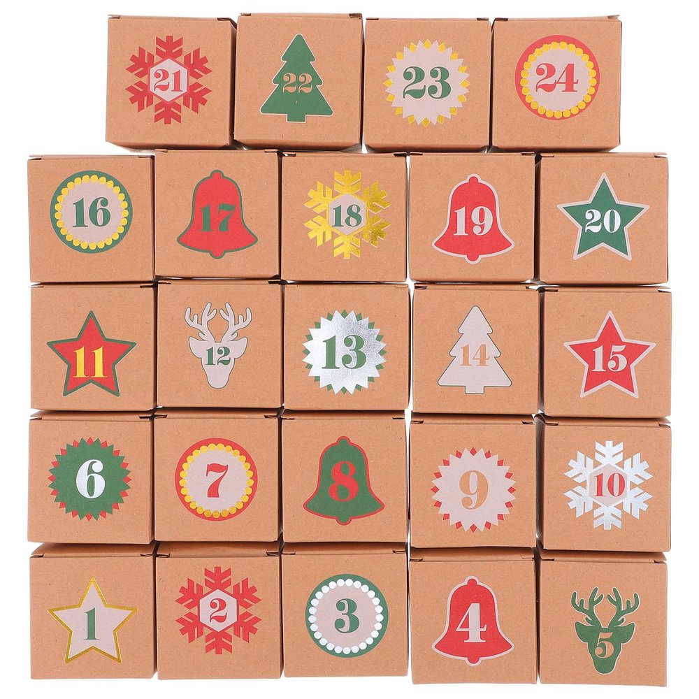 SECFOU 1set Refillable Christmas Advent Calendar Box with Empty Candy Container for DIY Holiday Countdown Gift Organizer Festive Decor for Family and Office Fun