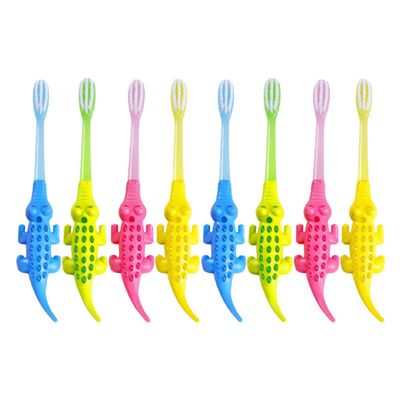 VILLCASE 8pcs Cartoon Animal Toothbrush Set with Soft Pbt Bristles and Short Neck Design for Gentle Cleaning, Portable Oral Care for Babies in Daily Life Random Color