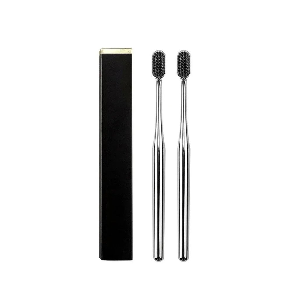 Soft Toothbrush Men Women Adult Gold Silver Brushes Elegance Gentle Toothbrushes(2pcs SB)