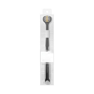 Three Sided Toothbrush with Independent Transparent Packaging Spiral Wire Adults Soft Bristled Home Couple Travel Set(Black)