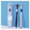 Three Sided Toothbrush with Independent Transparent Packaging Spiral Wire Adults Soft Bristled Home Couple Travel Set(Black) view 3