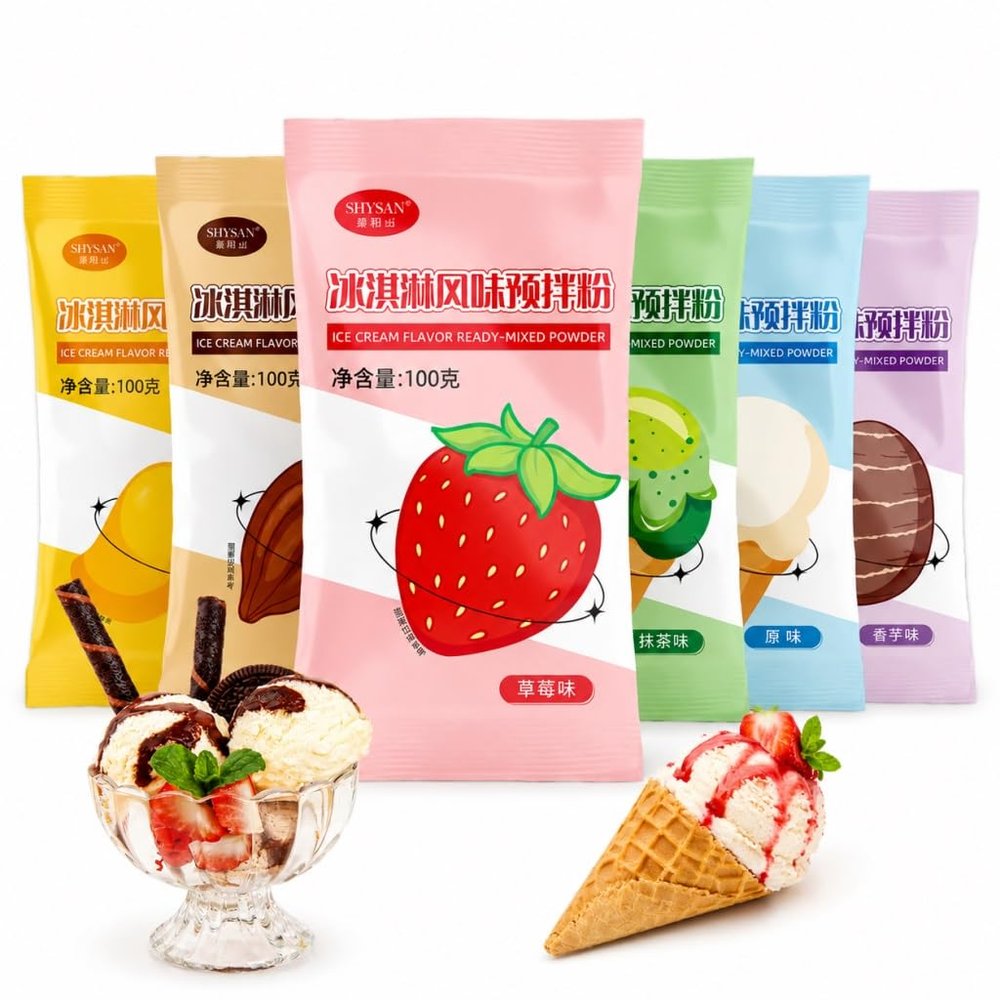 6 Flavors Ice Cream Mix Powder 100g Pack DIY Homemade Maker Kit Easy Recipe No Machine Needed