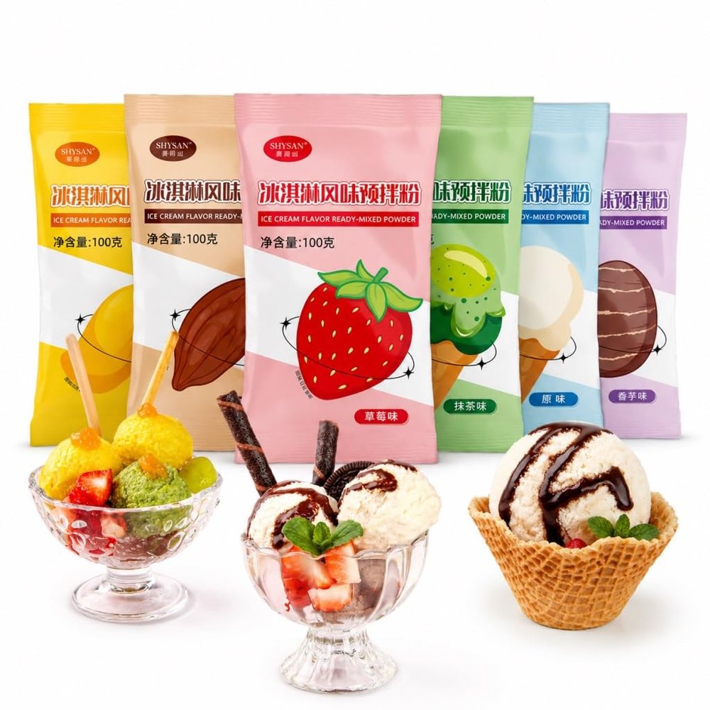 Delicious 6 Flavors Ice Cream Powder, 100g Small Pack, DIY Homemade Mix Kit For Easy Fun Home Making