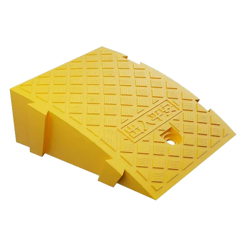 Heavy-Duty Portable Curb Ramp for Wheelchairs & Vehicles - Durable Plastic Threshold Ramp, Perfect for Driveways & Sidewalks - 5.1In/13Cm High, Yellow Safety Design