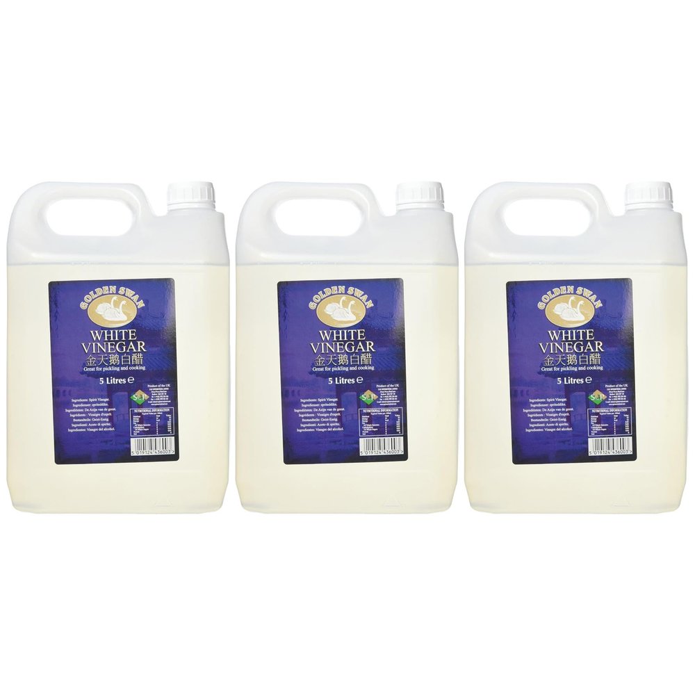 Golden Swan White Vinegar 5 Litre x 3 | Distilled White Vinegar | Multipurpose Vinegar for Cooking, Pickling, Cleaning & Household Use
