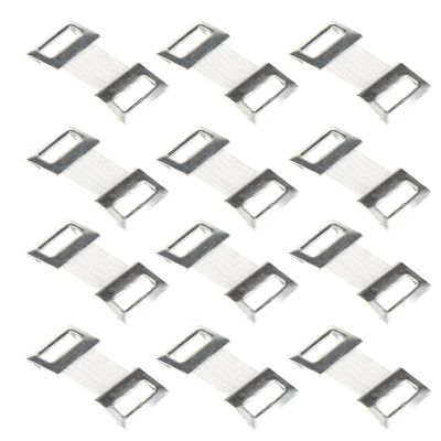 Abaodam 100pcs White Aluminum Elastic Buckles for Strapping Tape, Sturdy Fasteners that Remain Elastic after Washing, for Fixing and Holding Packages in Place