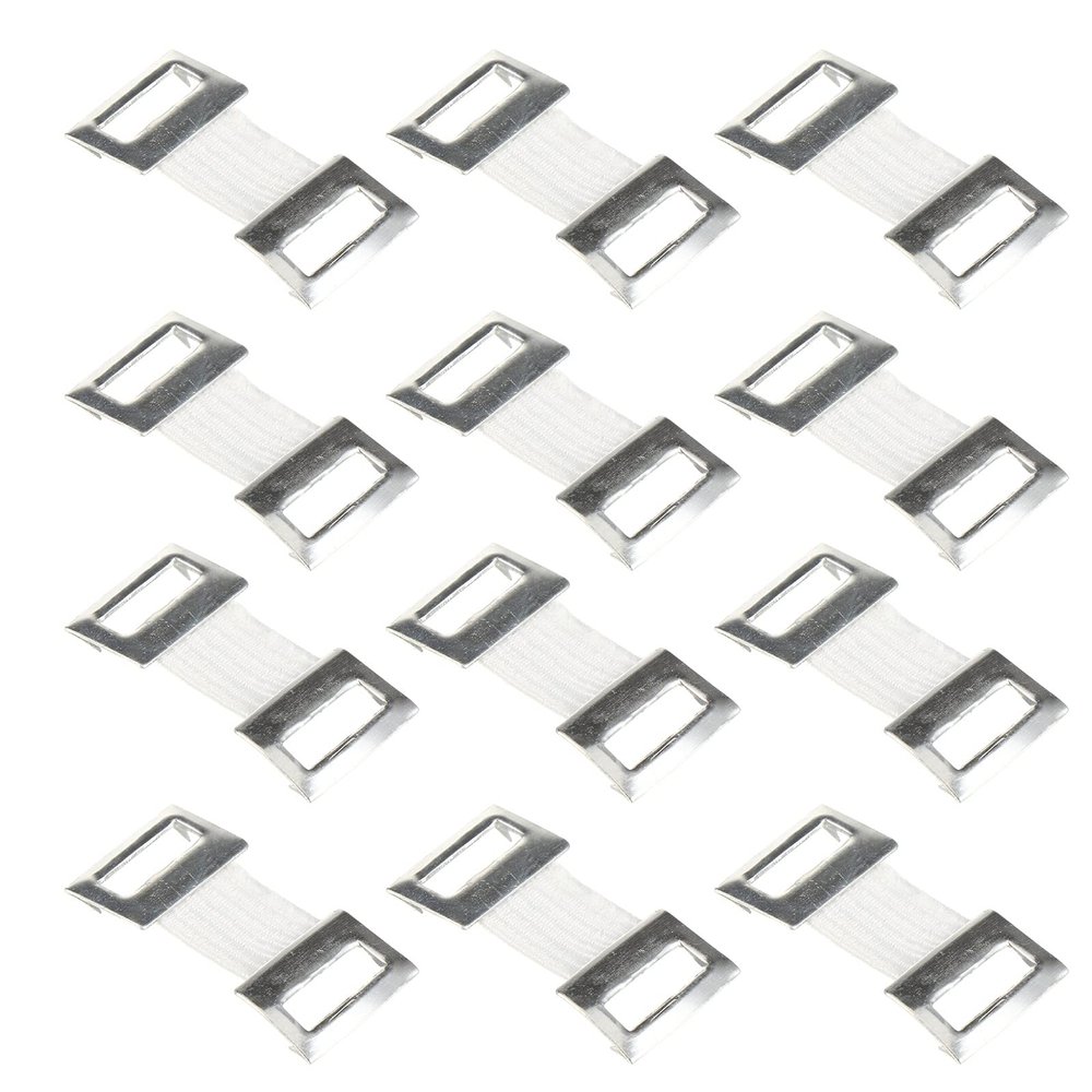Abaodam 100pcs White Aluminum Elastic Buckles for Strapping Tape, Sturdy Fasteners that Remain Elastic after Washing, for Fixing and Holding Packages in Place