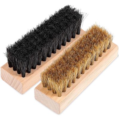 RUNROTOO Shoe Polish Brushes Includes Cleaning Cloth with Timber Handles and Bristles 2 Pcs for Effective Cleaning and Polishing Suitable for Home and Shoe Store Use for Home and Shoe