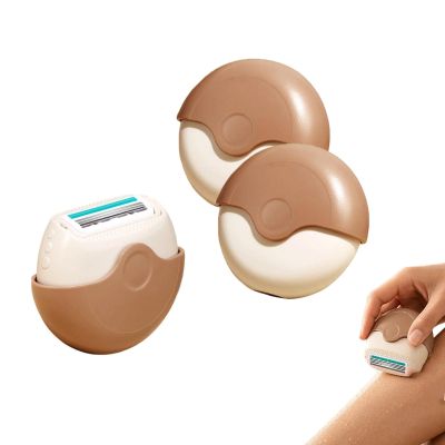 Portable 3-Layer Hair Shaver with Rotating Cover, Anti-Slip Travel Shaving Razors, Triple Blade Precision & Wet/Dry Use, Compact Travel Razor for Legs, Underarms & Face (2pcs)