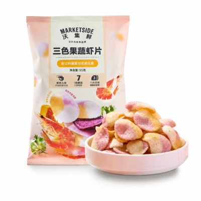 Tri-Colour Veg Prawn Crackers 55g Crispy Vegetable Snack, Parsley Flavour