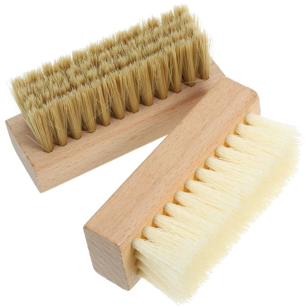 Zerodeko Hard and Soft Bristle Scrubbing Brush Pair, 2pcs Wooden Handle Clothes and Shoes Cleaner for Household Laundry Use