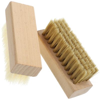 SHINEOFI 2pcs Hard and Soft Bristle Cleaning Brushes with Wooden Handles, Laundry Scrub and Shoe Care Tools for Household Use