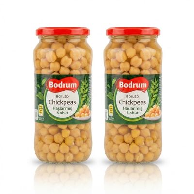 Bodrum Boiled Chickpeas 540g Ready to Eat Chickpeas for Hummus Salads Curry High Protein Pantry Staple Product of Turkey Pack of 2