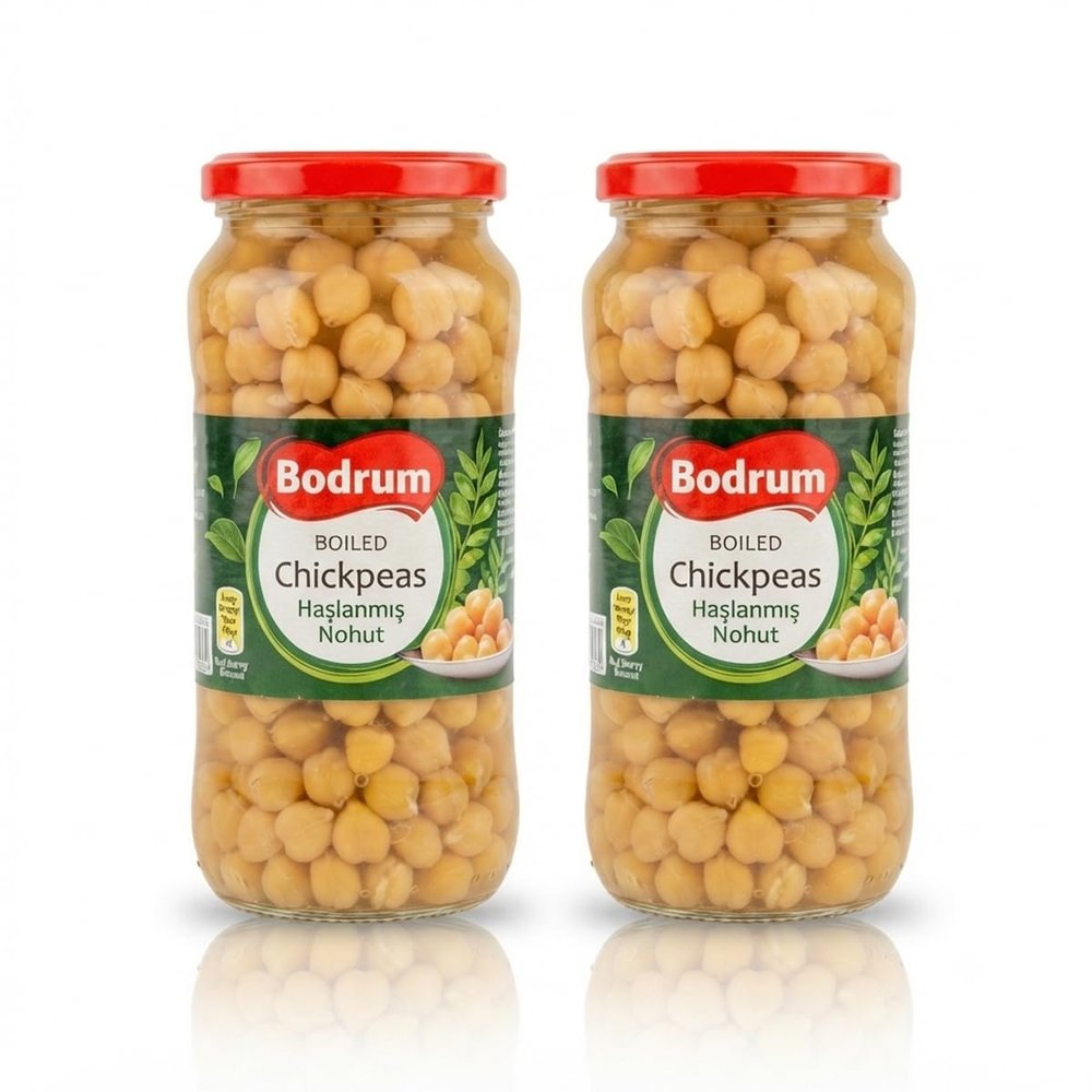 Bodrum Boiled Chickpeas 540g Ready to Eat Chickpeas for Hummus Salads Curry High Protein Pantry Staple Product of Turkey Pack of 2