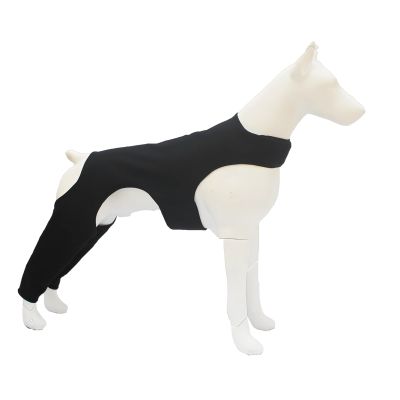 Dog Anti-Licking Leg Sleeve, Dog Rear Leg Protector - After Procedure Comfort Wrap, Skin Cover Support Wrap for Small Dogs, Breathable Polyester Leg Protection Guard (Black, S)