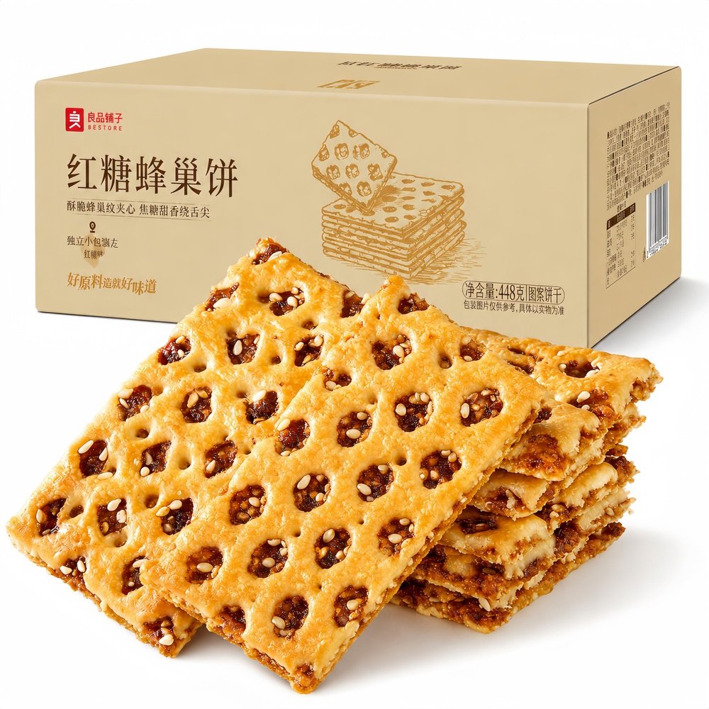 Veitech Brown Sugar Honeycomb Crispy Biscuits Crackers 448g 1 Box