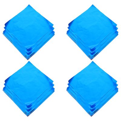 HEALLILY Aluminium Foil Candy Wrappers Glossy Food Grade Tin Foil Sheets 100pcs Blue 20x20cm and Accessories for Chocolate Packaging Baking Candy Making Shop and Wedding