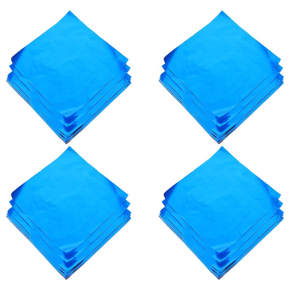 HEALLILY Aluminium Foil Candy Wrappers Glossy Food Grade Tin Foil Sheets 100pcs Blue 20x20cm and Accessories for Chocolate Packaging Baking Candy Making Shop and Wedding