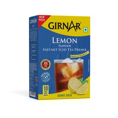 Girnar Lemon Flavour Instant Iced Tea Premix 180g (Pack of 1) Instant Lemon Flavoured Iced Cold Tea Mix | Easy to Prepare Refreshing Beverage | Makes Multiple Servings