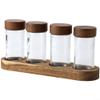 QOXEZY Glass Body Coffee Bean Jar with Natural Acacia Wood Lid, One Way Degas Valve, Airtight Seal for Coffee Bean Storage, Wide Mouth Design for Easy Scooping and Cleaning(C) view 1