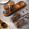 QOXEZY Glass Body Coffee Bean Jar with Natural Acacia Wood Lid, One Way Degas Valve, Airtight Seal for Coffee Bean Storage, Wide Mouth Design for Easy Scooping and Cleaning(C) view 4