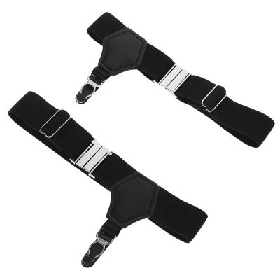 Housoutil Adjustable Men Sock Suspenders Garters in Black with High Elastic Nylon and Silver Metal Hardware to Keep Socks from Falling, for Daily Wear