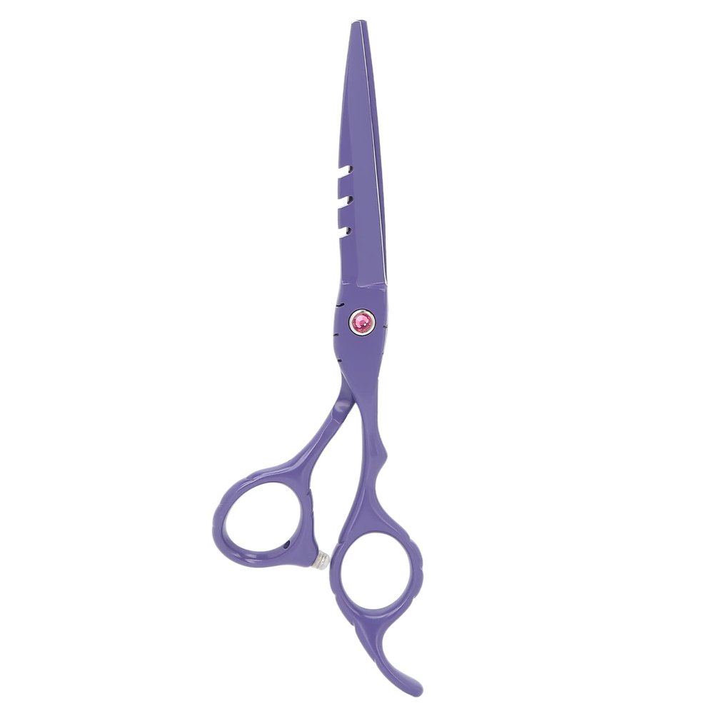 6 Inch Stainless Steel Beard Trimming Scissors, Barber Scissors for Hair Cutting and Mustache Grooming, Ergonomic Handle Shears with Precision Blade, for Home Salon and (Purple)