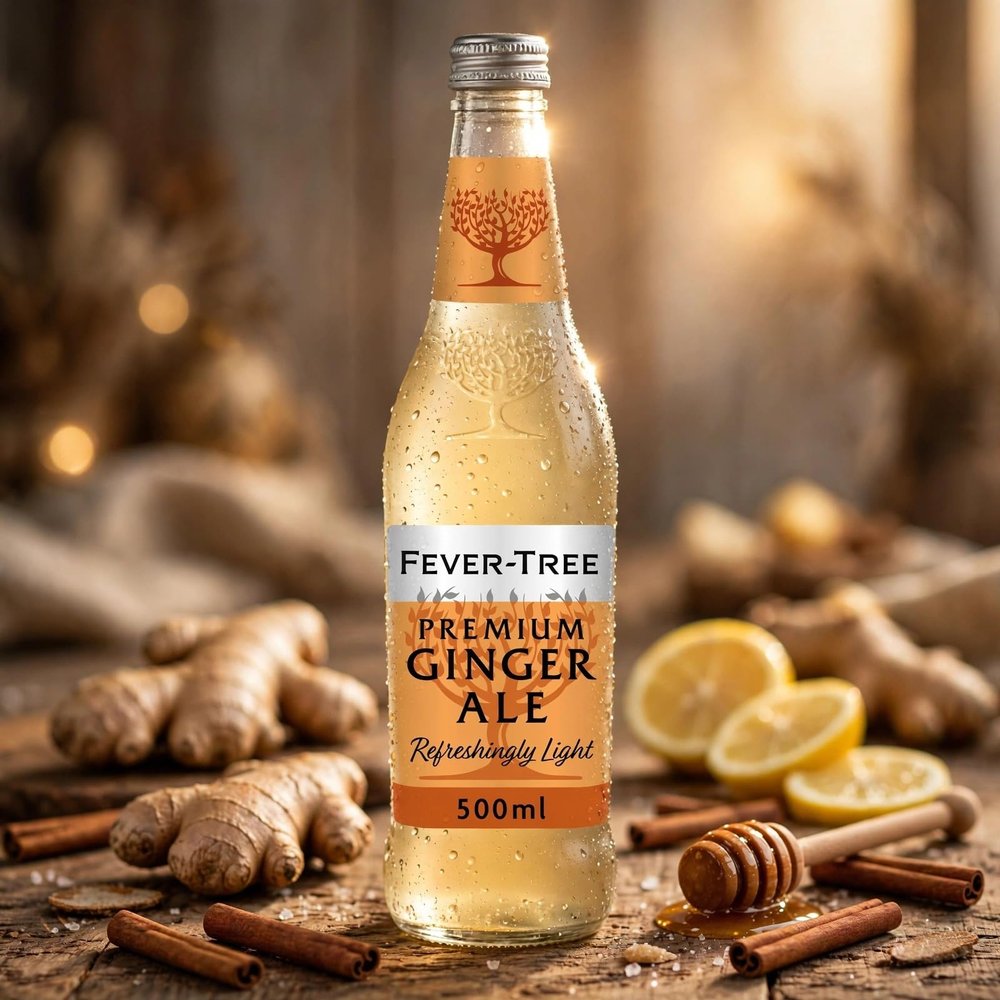 FAKHRI Light Ginger Ale | 500ml Bottle | Crisp Low Calorie Mixer with Real Ginger & Sparkling Zest