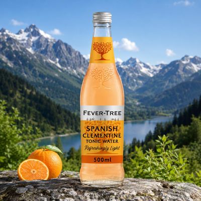 FAKHRI Light Spanish Clementine Tonic Water, 500ml Refreshing Citrus Sparkling Mixer with Natural Clementine Flavour, Low-Calorie Premium Tonic Drink