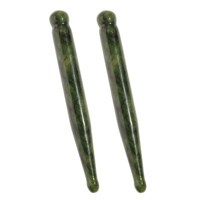 SHINEOFI Gua Sha Stick and Muscle Scraping Tools for Home Use Jade Massage Tools 2pcs Natural Jade Material Facial Massage Scraper to Eye Fatigue