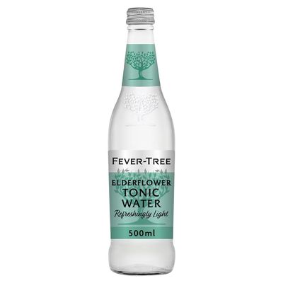 FAKHRI Light Elderflower Tonic Water Bottle, 500ml Premium Sparkling Low-Calorie Tonic Mixer with Delicate Elderflower Flavour