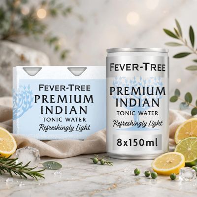 FAKHRI Light Indian Tonic Water Cans, 8 x 150ml Premium Low-Calorie Sparkling Tonic Mixer, Crisp & Refreshing Carbonated Drink