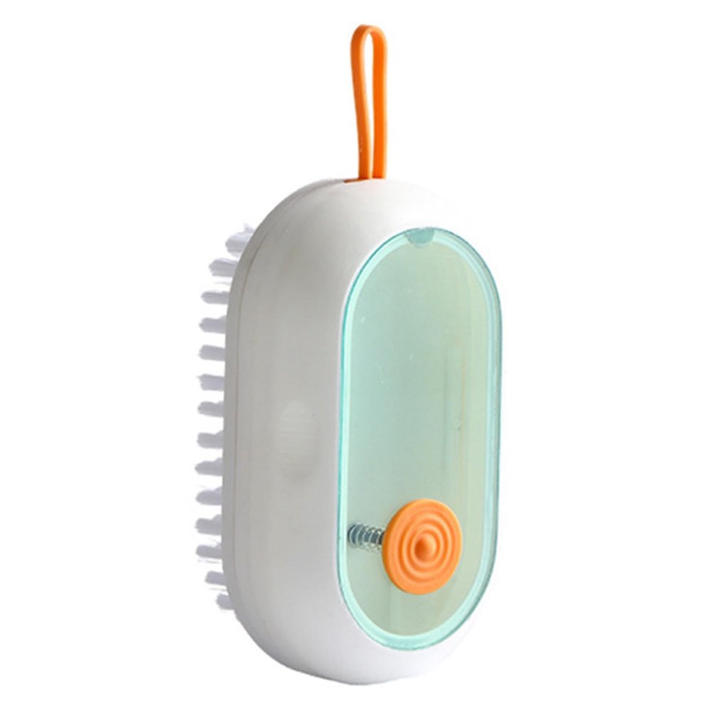 Ahgsup Soap Dispensing Scrub Brush Press Type Automatic Soap Dispensing Multifunction Shoes Cleaning Brush for Home Bathroom (White)