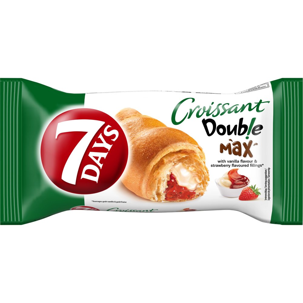 7 Days Croissant 80g Pack of 10 | Soft & Fluffy Filled Croissant Snack | Ready-to-Eat Breakfast & On-the-Go Bakery Treat | Vanilla & Strawberry