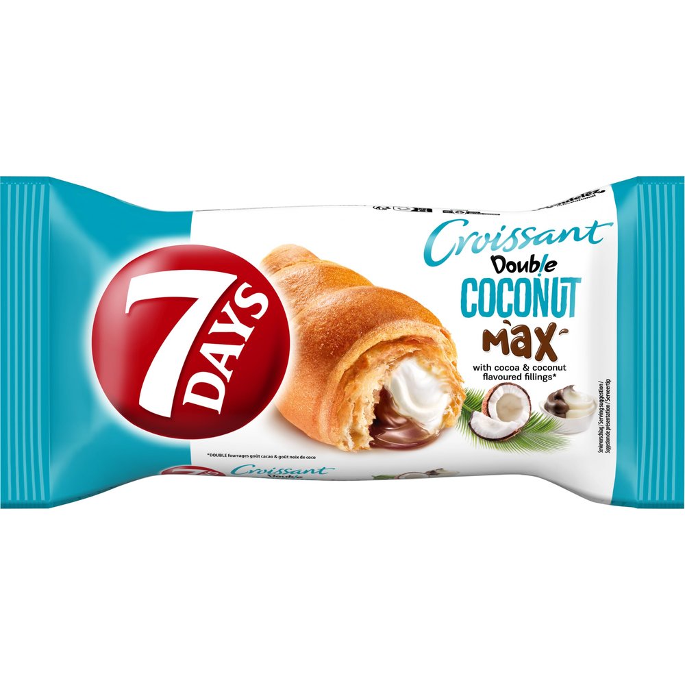 7 Days Croissant 80g | Soft & Fluffy Filled Croissant Snack | Ready-to-Eat Breakfast & On-the-Go Bakery Treat | Cocoa & Coconut