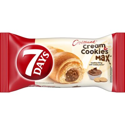 7 Days Croissant 80g | Soft & Fluffy Filled Croissant Snack | Ready-to-Eat Breakfast & On-the-Go Bakery Treat | Cream Cookies Hazelnut