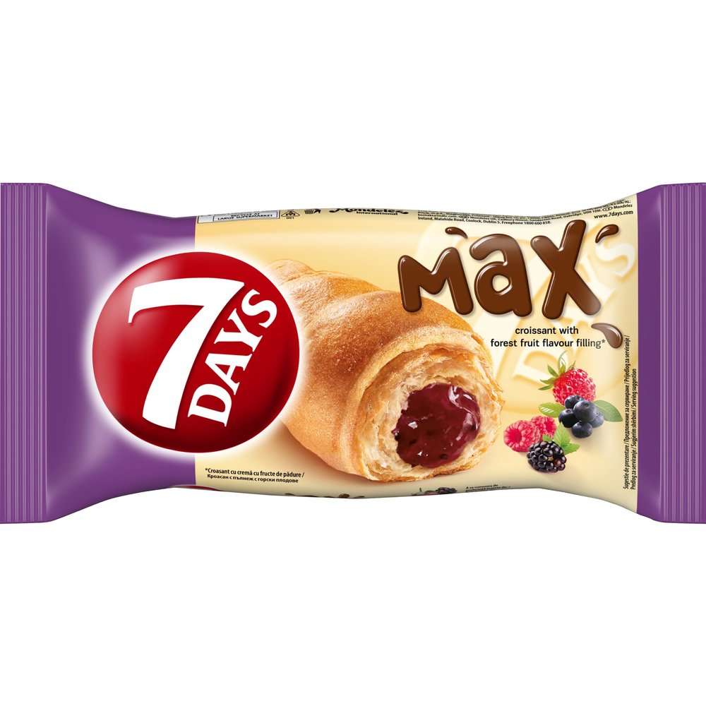 7 Days Croissant 80g Pack of 10 | Soft & Fluffy Filled Croissant Snack | Ready-to-Eat Breakfast & On-the-Go Bakery Treat | Vanilla Forest Fruit