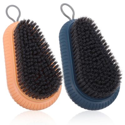 NIYANGLE 2 Pcs Laundry Clothes and Shoe Scrubbing Brushes with Ergonomic Plastic Handle, Supple Bristle Design for Multipurpose Cleaning, for Shoes, Sneakers and Hard-to-reach Corners
