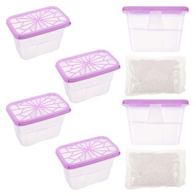 COLLBATH Moisture Absorber Boxes Plastic Containers for Quick and Efficient Absorption 6pcs with Refillable Beads to Prevent Damp and Humidity for Clothing in Cabinets and Wardrobes