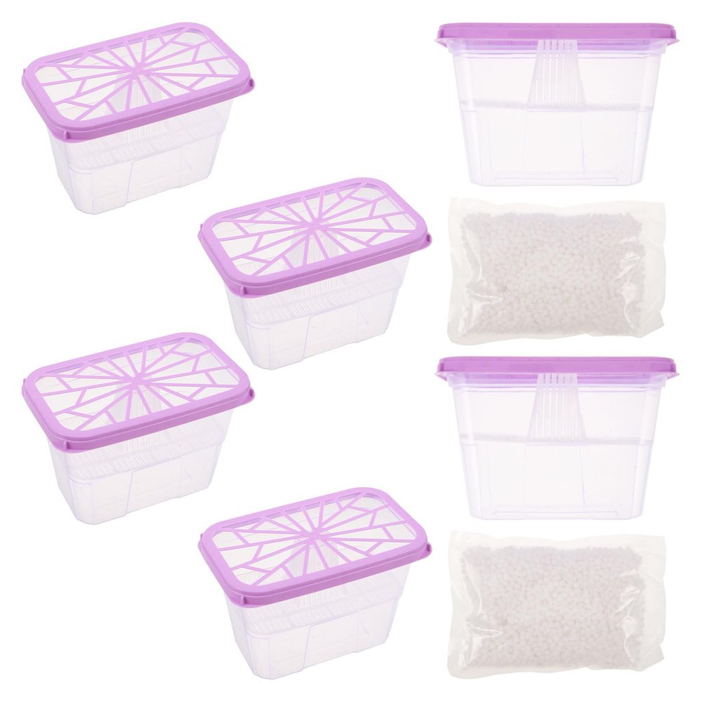 COLLBATH Moisture Absorber Boxes Plastic Containers for Quick and Efficient Absorption 6pcs with Refillable Beads to Prevent Damp and Humidity for Clothing in Cabinets and Wardrobes