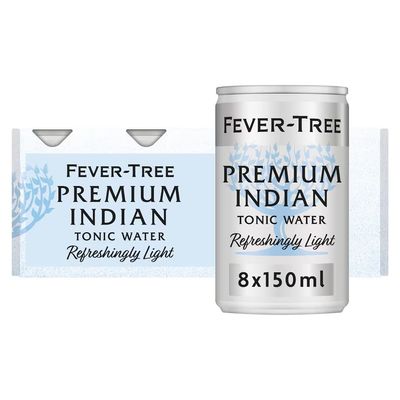 FAKHRI Light Indian Tonic Water Cans, 8 x 150ml Premium Low-Calorie Sparkling Tonic Mixer, Crisp & Refreshing Carbonated Drink