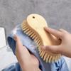 Wooden Handle Laundry Brush Soft PET Bristles for Clothes Shoes Stain Removal Deep Clean Kitchen Bathroom 20cm Beige(C) view 4