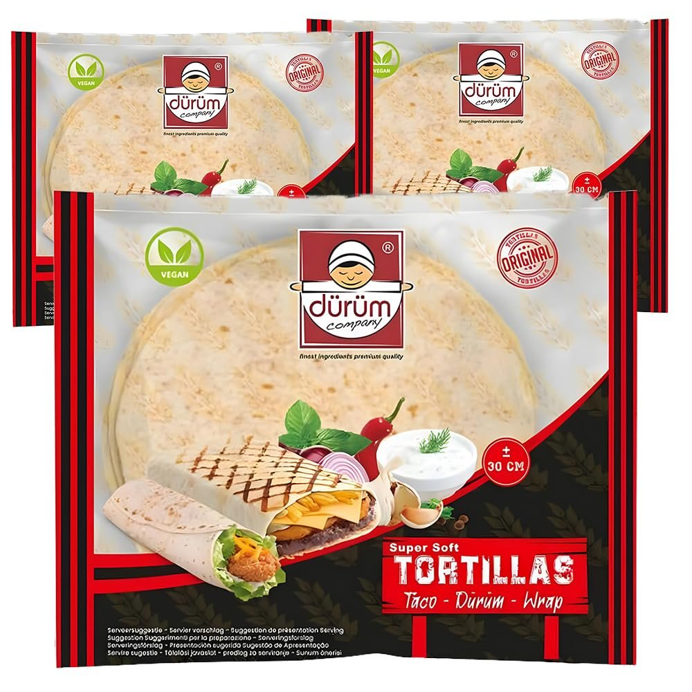 Durum Flour Tortillas 30cm (12") 10pcs (Pack of 3)