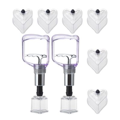 Homoyoyo 2 Sets Portable Heart Shaped Vacuum Cupping Kit with Manual Pump for Home Cupping Massage Sessions, Sturdy PC and Metal Material for Back Shoulder Muscle Relaxing Therapy